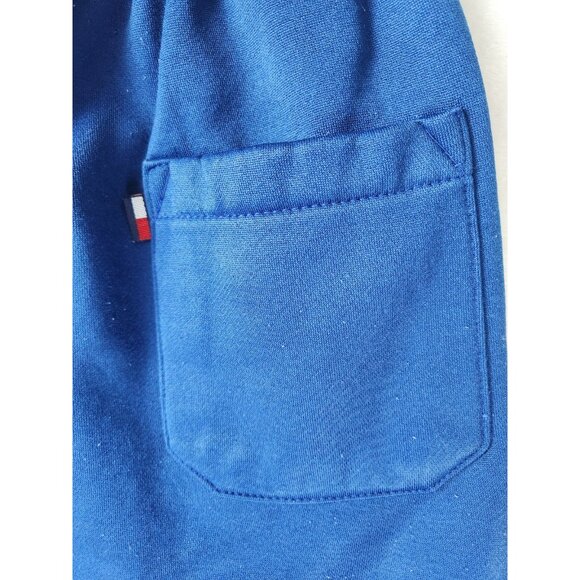 Vintage Tommy Hilfiger Men's Sweat Shorts Size Small Blue Stretch Waist Wide Leg - Picture 9 of 12